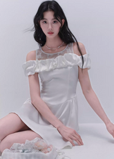 Off-Shoulder Lace Patchwork Dress